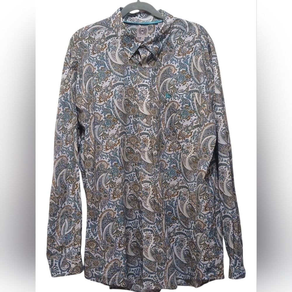 Cinch - NWOT, Multi Colored, Turquoise & Gold, Paisley Shirt, Button Down...